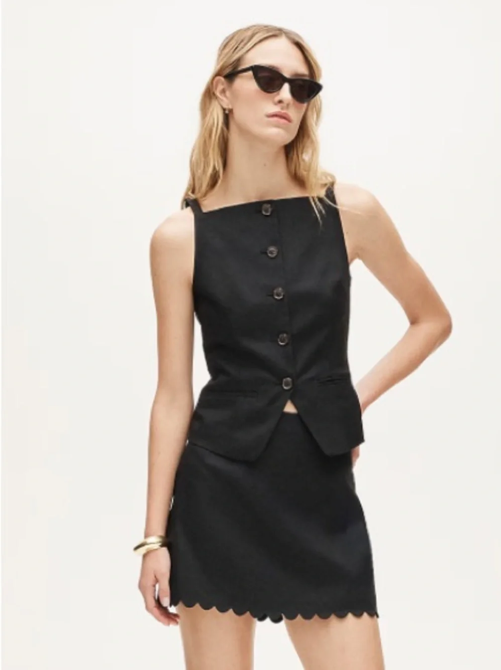 J crew Button-up cutaway tank top in Gramercy linen blend
